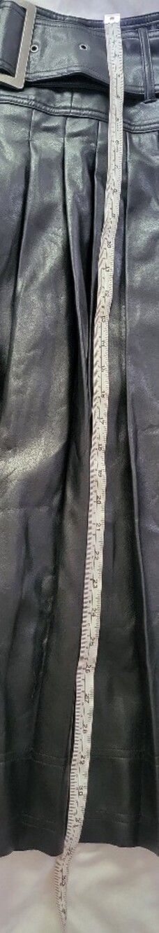 Pilcro Anthropologie Black Faux Leather Pleated Midi Belted Button Front 10 - Picture 4 of 4